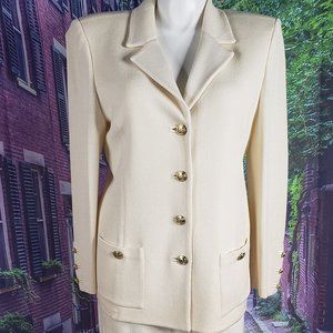 St John Basics Ivory Knit Suit Jacket, Size 16